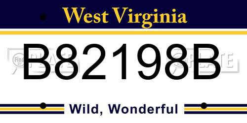 B82198B West Virginia License Plate