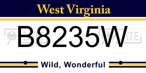 B8235W West Virginia License Plate