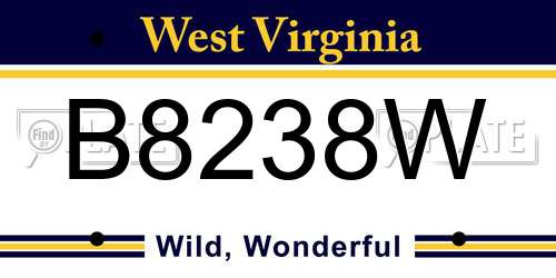 B8238W West Virginia License Plate