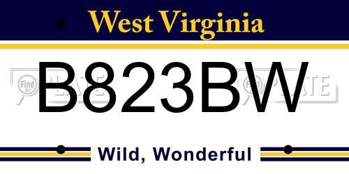 B823BW West Virginia License Plate
