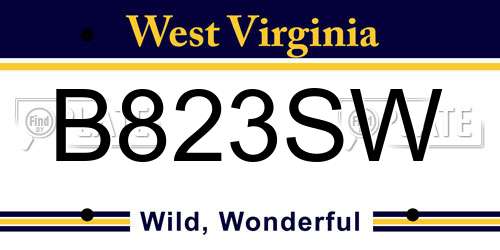 B823SW West Virginia License Plate