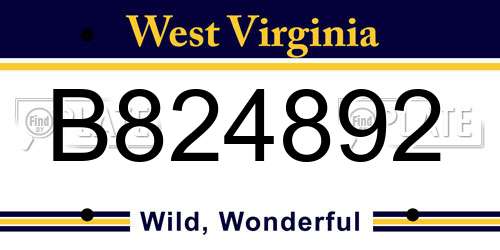 B824892 West Virginia License Plate