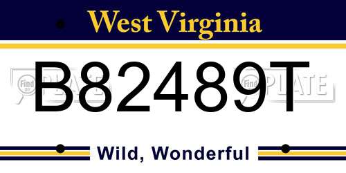 B82489T West Virginia License Plate