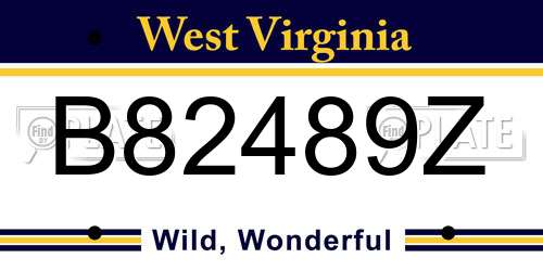 B82489Z West Virginia License Plate