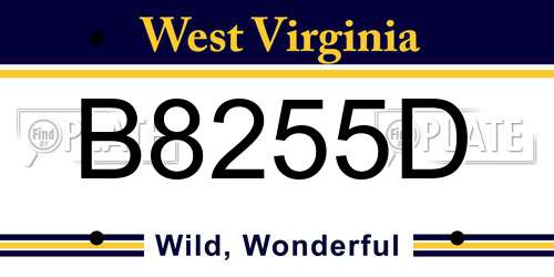 B8255D West Virginia License Plate
