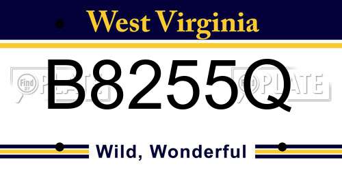 B8255Q West Virginia License Plate