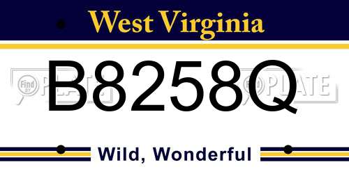 B8258Q West Virginia License Plate
