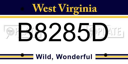 B8285D West Virginia License Plate