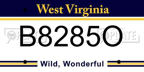 B8285O West Virginia License Plate