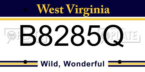 B8285Q West Virginia License Plate