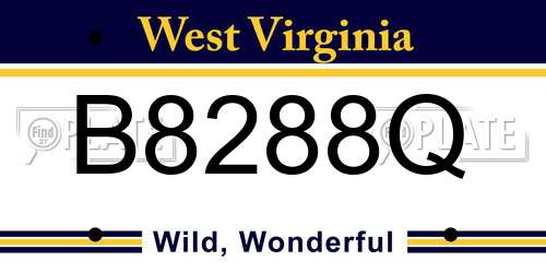 B8288Q West Virginia License Plate