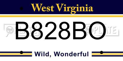 B828BO West Virginia License Plate