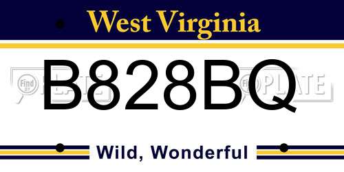 B828BQ West Virginia License Plate