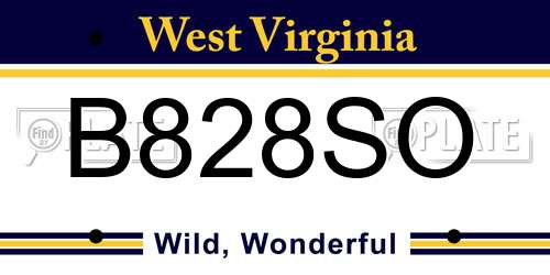 B828SO West Virginia License Plate