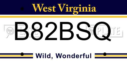 B82BSQ West Virginia License Plate