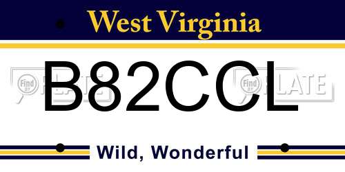 B82CCL West Virginia License Plate