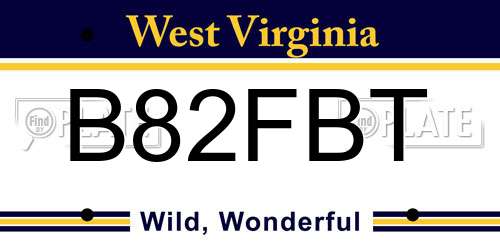 B82FBT West Virginia License Plate