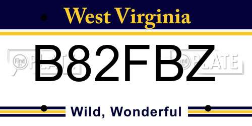 B82FBZ West Virginia License Plate