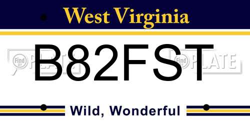 B82FST West Virginia License Plate