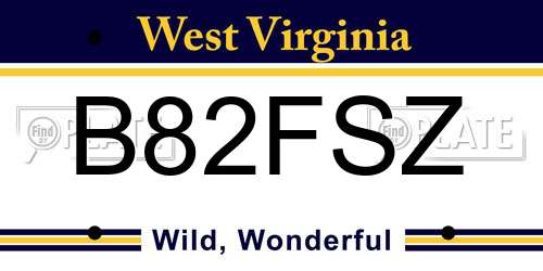 B82FSZ West Virginia License Plate