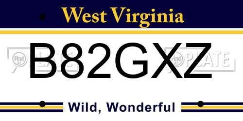 B82GXZ West Virginia License Plate