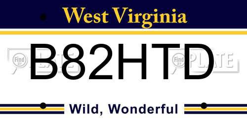 B82HTD West Virginia License Plate