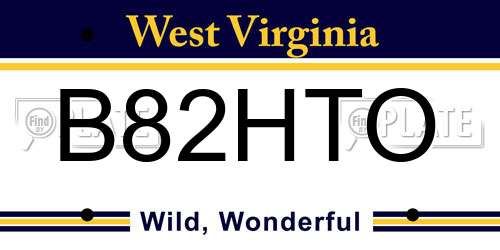 B82HTO West Virginia License Plate