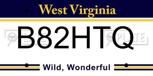 B82HTQ West Virginia License Plate