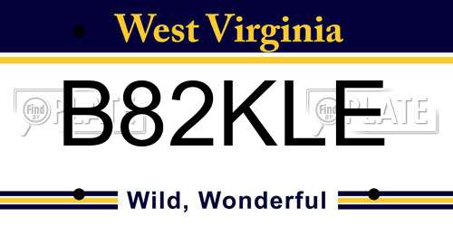 B82KLE West Virginia License Plate