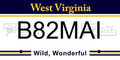 B82MAI West Virginia License Plate