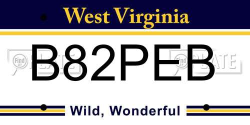 B82PEB West Virginia License Plate