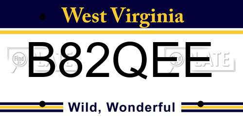 B82QEE West Virginia License Plate