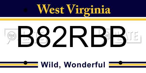 B82RBB West Virginia License Plate
