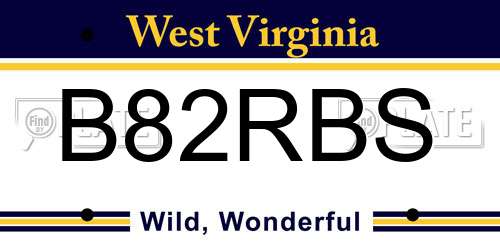 B82RBS West Virginia License Plate