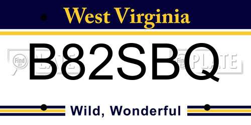 B82SBQ West Virginia License Plate