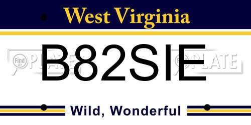 B82SIE West Virginia License Plate