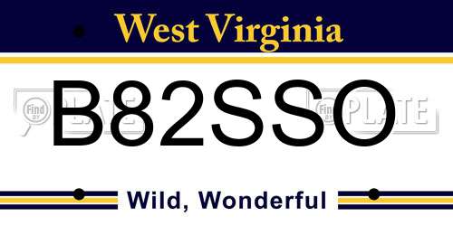 B82SSO West Virginia License Plate