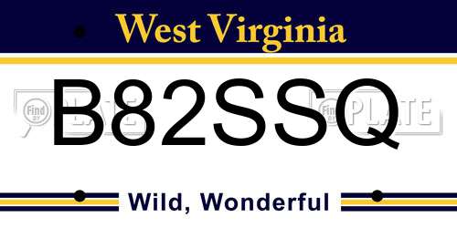 B82SSQ West Virginia License Plate