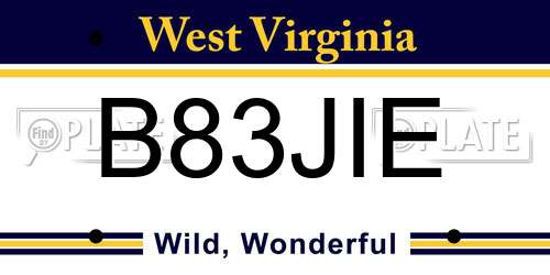B83JIE West Virginia License Plate
