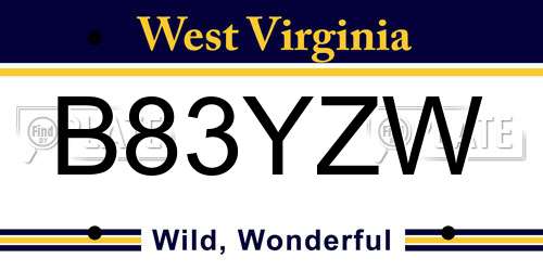 B83YZW West Virginia License Plate
