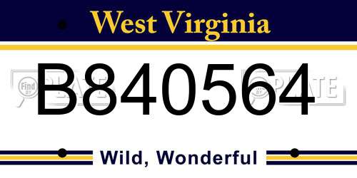 B840564 West Virginia License Plate