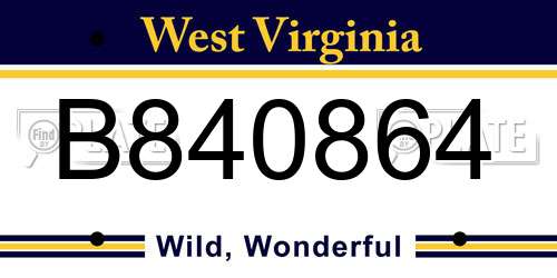 B840864 West Virginia License Plate