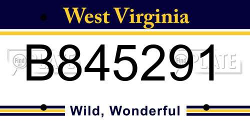 B845291 West Virginia License Plate