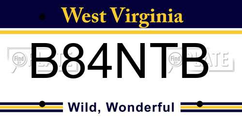 B84NTB West Virginia License Plate