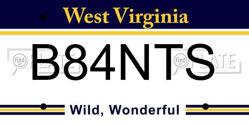 B84NTS West Virginia License Plate