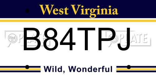 B84TPJ West Virginia License Plate