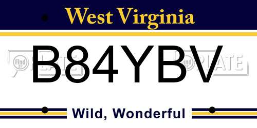 B84YBV West Virginia License Plate