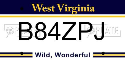 B84ZPJ West Virginia License Plate