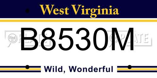 B8530M West Virginia License Plate