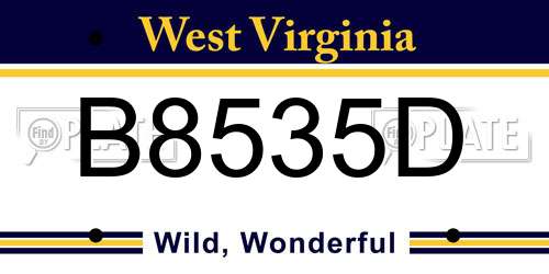 B8535D West Virginia License Plate